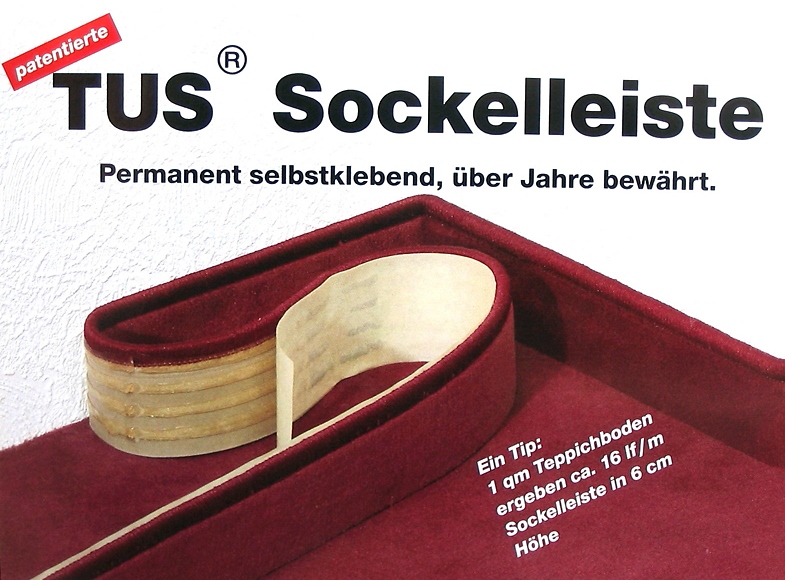 Fussleisten Sockelleiste selbstklend aus Ihren Teppichreste von 5-bis 14 cm Höhe 